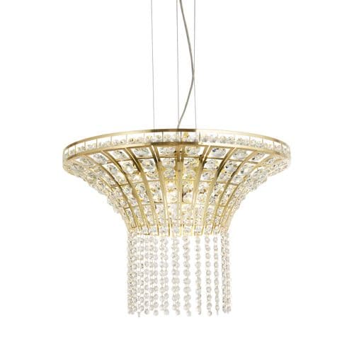 Gemma 8Lt Round Pendant - Satin Brass & Clear Crystal