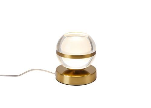 Fquator 1 Light LED Table Lamp in Antique Gold with Clear & Opal Glass with Gold Band