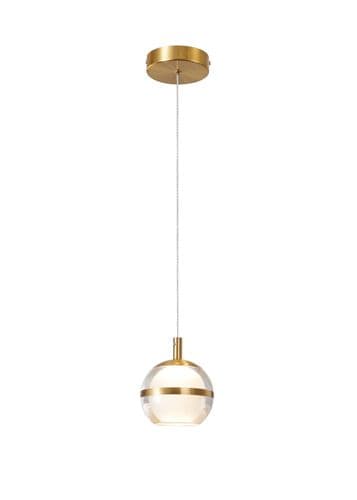 Fquator 1 Light LED Multi Drop Pendant in Antique Gold with Clear & Opal Glass with Gold Band