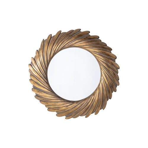 Gold verdigris finish round mirror FOE109689