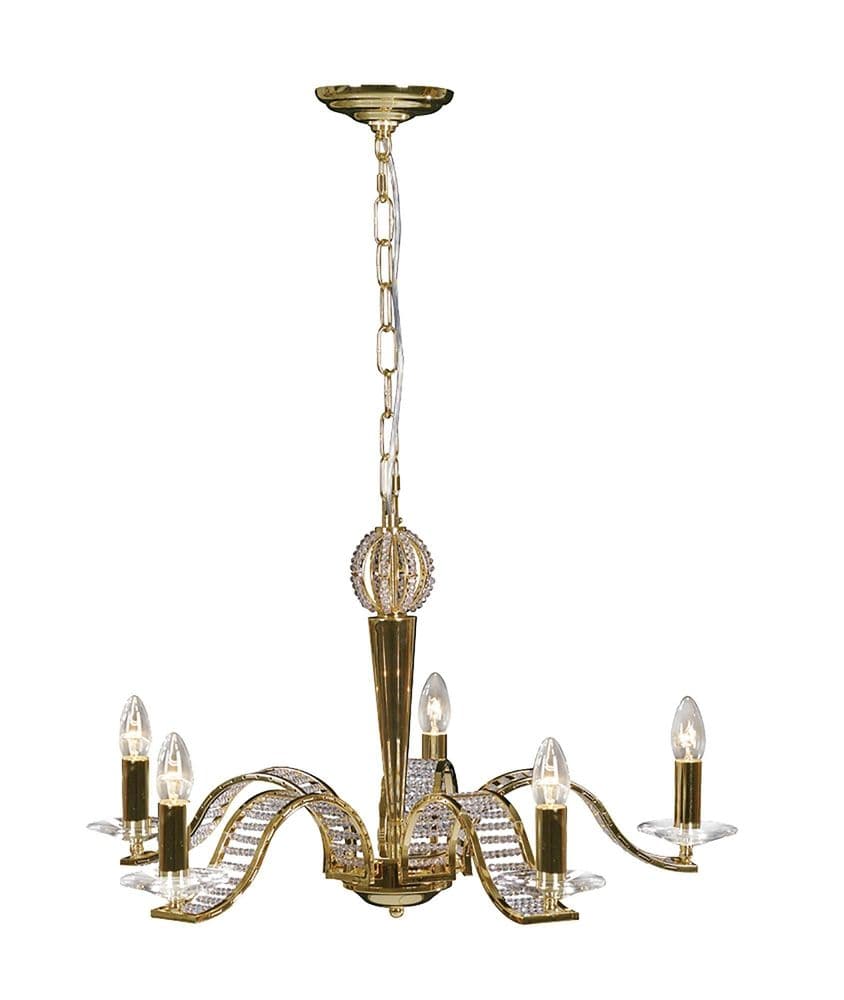 Graham Pendant 5 Light E14 French Gold/Crystal