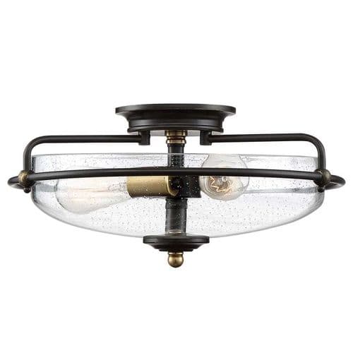Griffin 3 Light Flush Mount - Palladian Bronze with Weathered Brass Accents QZ-GRIFFIN-F-C-PNAB