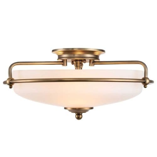 Griffin 3 Light Flush Mount - Weathered Brass QZ-GRIFFIN-F-WS
