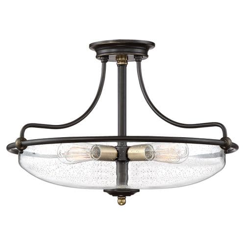 Griffin 3 Light Semi - Palladian Bronze with Weathered Brass Accents QZ-GRIFFIN-SFM-C-PNAB