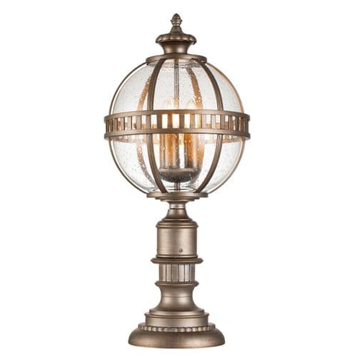 Halleron 3 Light Pedestal Lantern - Burnished Bronze KL-HALLERON-3M-BU