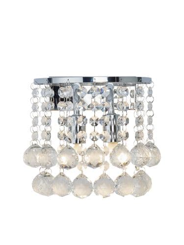 Hanna 2Lt Wall Light - Chrome Metal & Clear Crystal