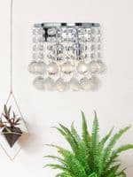 Hanna 2Lt Wall Light - Chrome Metal & Clear Crystal