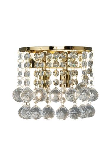 Hanna 2Lt Wall Light - Gold Metal & Clear Crystal