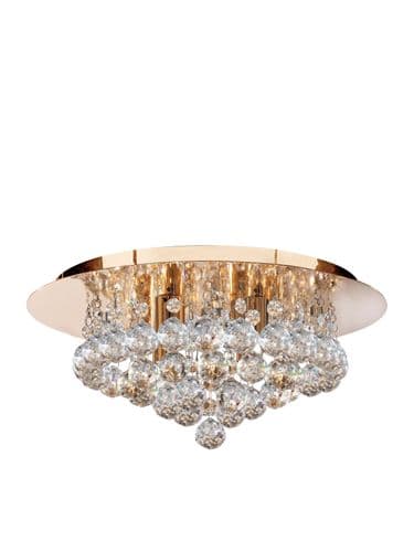 Hanna 4Lt Flush  - Gold Metal & Clear Crystal