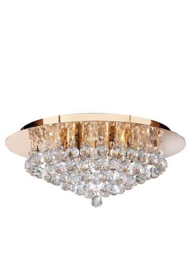 Hanna 6Lt Flush  - Gold Metal & Clear Crystal