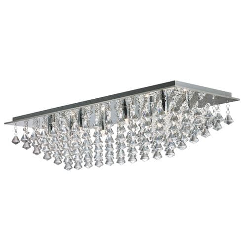 Hanna - 8Lt Rectangle Flush, Chrome, Crystal Pyramid Drops
