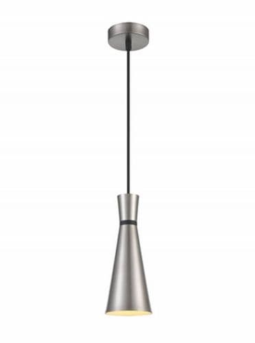 Happy 1 Light 100mm Pendant In Satin Nickel With Black Suspension GSBPCH233