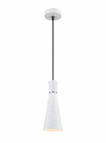 Happy 1 Light 100mm Pendant In White With Black Suspension GSB