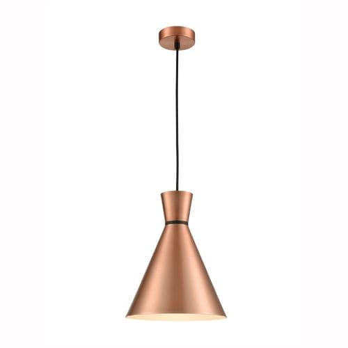 Happy 1 Light 250mm Copper Metal Pendant With Black Suspension GSBPCH216