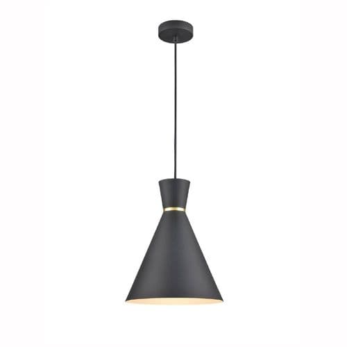 Happy 1 Light 250mm Metal Black Pendant With Black Suspension GSBPCH214