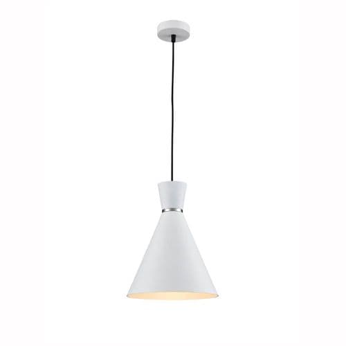 Happy 1 Light 250mm Metal White Pendant With Black Suspension GSBPCH212
