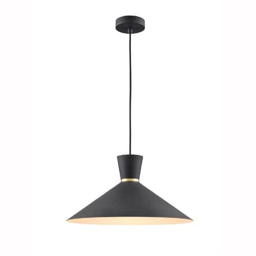 Happy 1 Light 400mm Metal Black Pendant With Black Suspension GSBPCH215