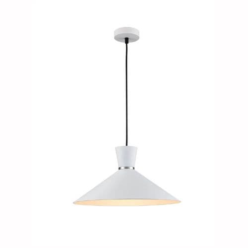 Happy 1 Light 400mm Metal White Pendant With Black Suspension GSBPCH213