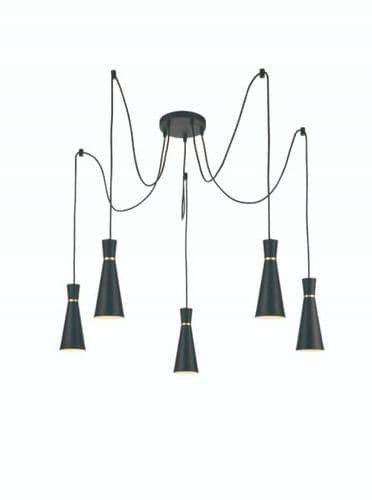Happy 5 Light Cluster Spider Pendnat Matt Black GSBFL2431-5
