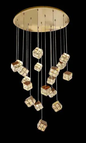 Idho 18 hanging crystal cube Chandelier LED lights LL9950