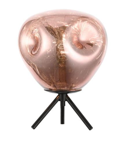 Impex lighting 1 Light Table Lamp Copper Glass with Matt Black base JNQPG1808/01/TL/CU/BLK