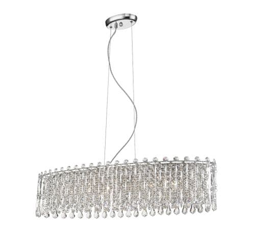 Impex lighting Alita 6 Light Oblong Bar Pendant Crystal and Chrome G9 93cm Long JNQCFH1924/06/OBL/CH