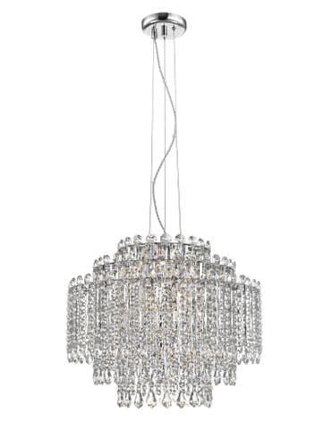 Impex lighting Alita 8 Light Tired Pendant Crystal and Chrome G9 JNQCFH1924/08/CH