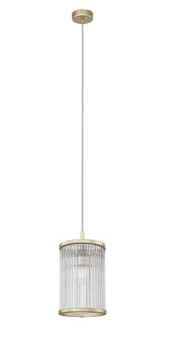 Impex Lighting Antigua 1 Light Pendant in Matt Gold with Glass Rods JNQCF2106/01/MG