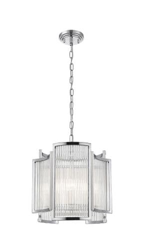 Impex Lighting Antigua 3 Light Pendant in Chrome with Glass Rods JNQCF2106/03/CH
