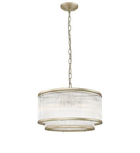 Impex Lighting Antigua 5 Light 2 Tier Pendant in Matt Gold with Glass Rods JNQCF2106/05/MG