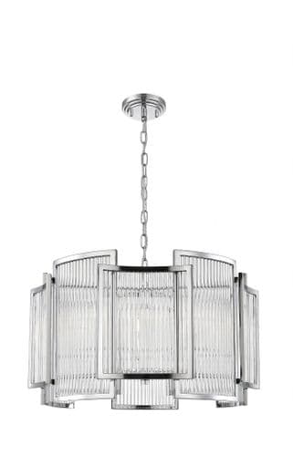 Impex Lighting Antigua 5 Light Pendant in Chrome with Glass Rods JNQCF2106/05A/CH