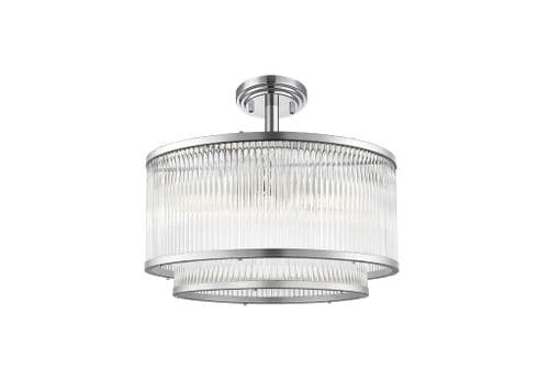 Impex Lighting Antigua 5 Light Semi Flush in Chrome with Glass Rods JNQCF2106/05/SF/CH