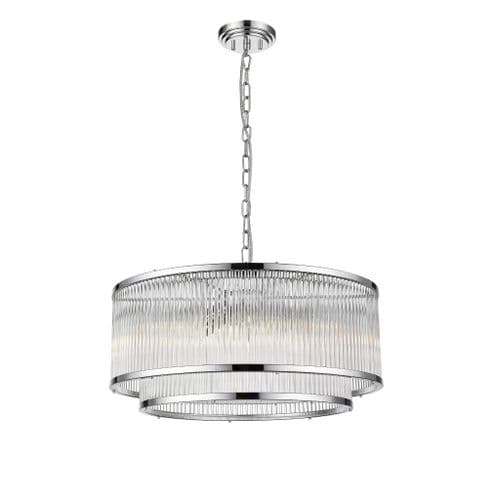 Impex Lighting Antigua 6 Light 2 Tier Pendant in Chrome with Glass Rods JNQCF2106/06/CH