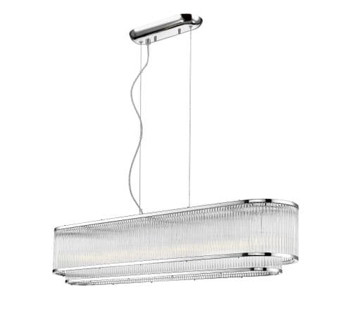 Impex Lighting Antigua 7 Light Tiered Oblong Bar in Chrome with Glass Rods JNQCF2106/07/OBL/CH