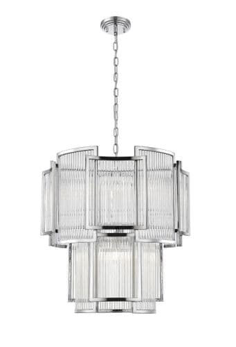Impex Lighting Antigua 8 Light Pendant in Chrome with Glass Rods JNQCF2106/08/CH