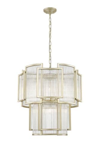 Impex Lighting Antigua 8 Light Pendant in Matt Gold with Glass Rods JNQCF2106/08/MG