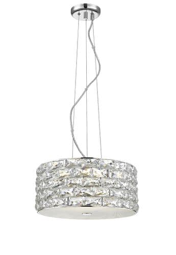 Impex lighting Aruba 4 LED Light 38.6cm Crystal Hanging Pendant Chrome 3000k JNQLED2102/04/CH