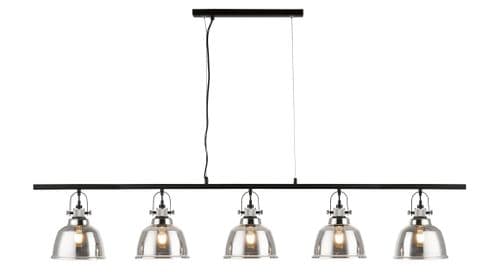 Impex Lighting Ava 5 Light Industrial Bar with Smoke Glass with Black Cord JNQPG1810/05/LIN/SMK