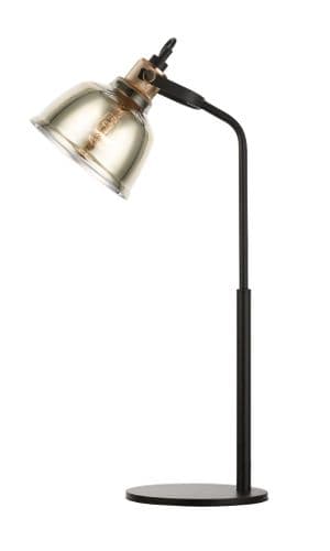Impex Lighting Ava Industrial Table Lamp in Black with Gold Glass Shade