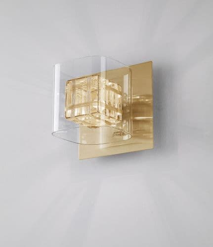 Impex lighting avignon 1 Light Wall Bracket Gold Cube Glass JNQPGH01515/01/WB/G