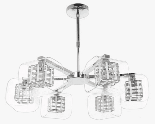 Impex lighting Avignon 6 Light Hanging Pendant Chrome Cube Glass JNQPGH01515/06/CH
