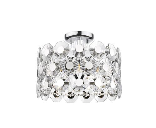 Impex lighting Bahamas 5 Light Semi Flush Crystal & Chrome JNQCF2107/05/SF/CH