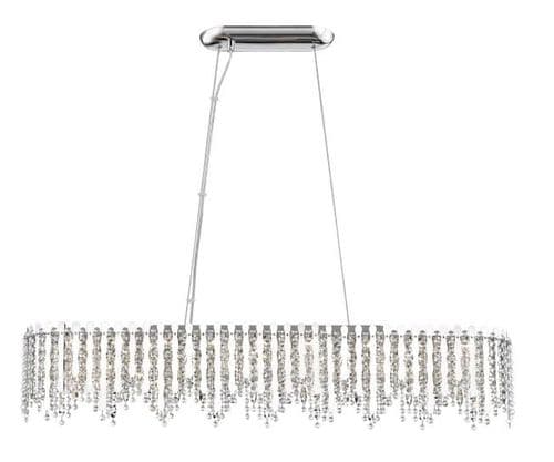 Impex lighting Belize 10 Light Oblong Bar Penadnt Crystal Chrome 140cm Long JNQCFH2105/10/OBL/CH
