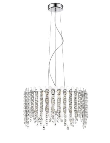Impex lighting Belize 5 Light Crystal Pendant in Chrome JNQLED2105/05/CH