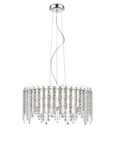 Impex lighting Belize 6 Light Crystal Pendant in Chrome JNQLED2105/06/CH