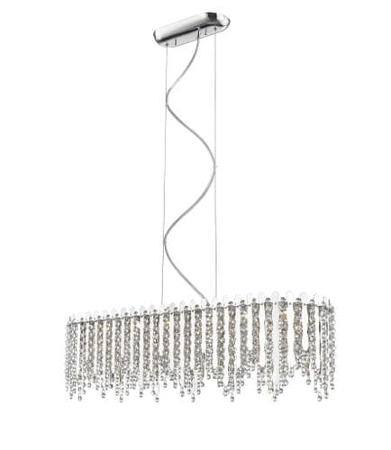 Impex lighting Belize 6 Light Oblong Bar Pendant Crystal in Chrome 85cm Long JNQLED2105/06/OBL/CH