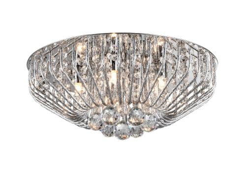 Impex Lighting Carlo 5 Light Flush In Chrome And Crystal 43cm JNQCFH508052/05/PL/CH
