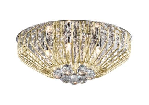 Impex Lighting Carlo 5 Light Flush In Gold And Crystal 43cm JNQCFH508052/05/PL/G