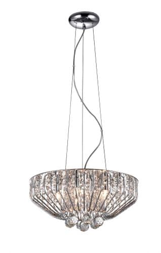 Impex Lighting Carlo 5 Light Hanging Pendant In Chrome And Crystal 43cm JNQCFH508052/05/CH