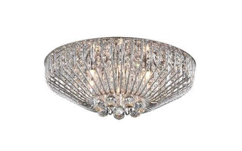 Impex Lighting Carlo 6 Light Flush In Chrome And Crystal 52cm JNQCFH508052/06/PL/CH